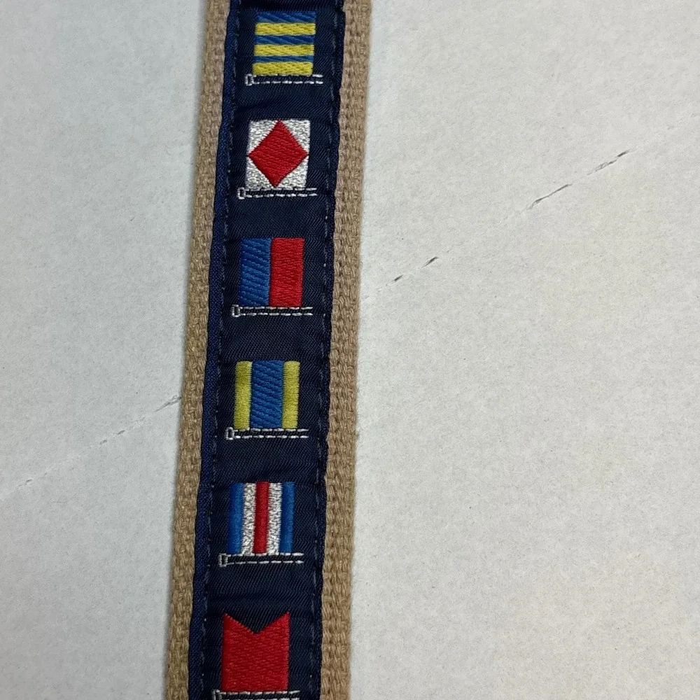 Leather Man Ltd Nautical Signal Flags Canvas Leather Belt Essex CT Men Size 26‎